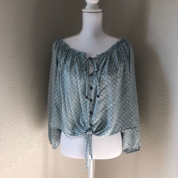 Off shoulder polka dot blouse - Picture 1 of 6